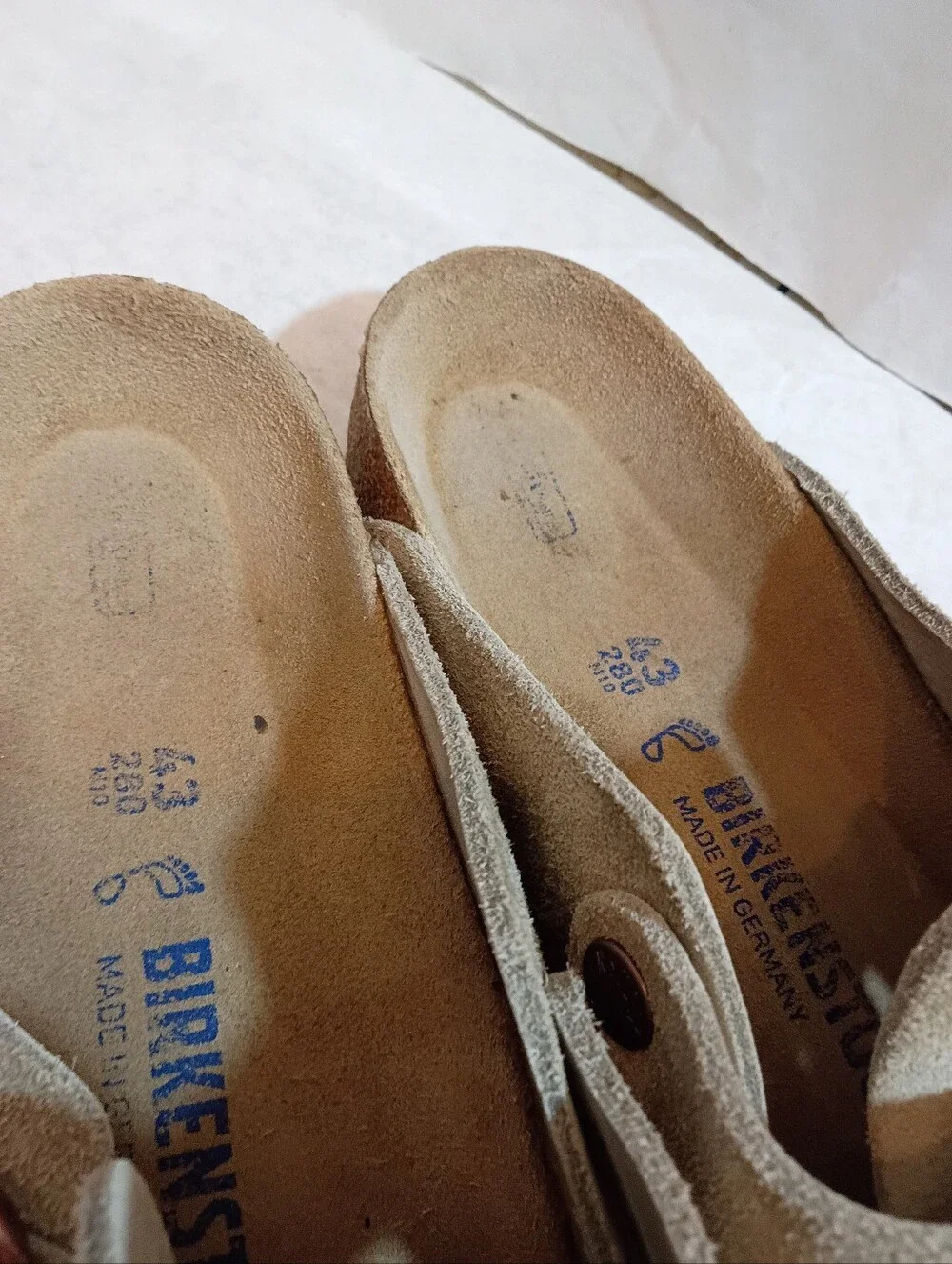 Birkenstock Taupe Suede Boston Clogs with Buckles Soft Sz 43
